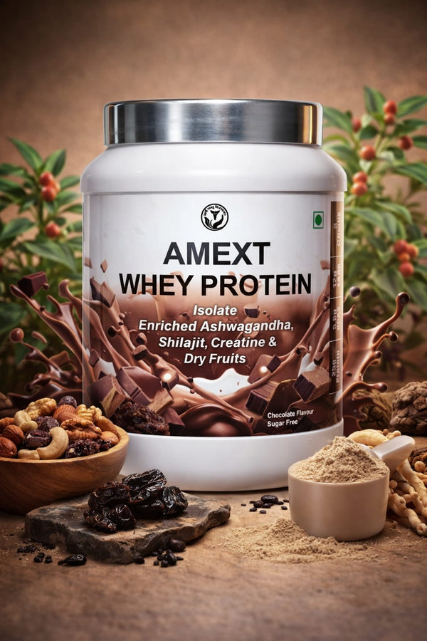 Whey protein isolate with ashwagandha, shilajit, musli and calcium